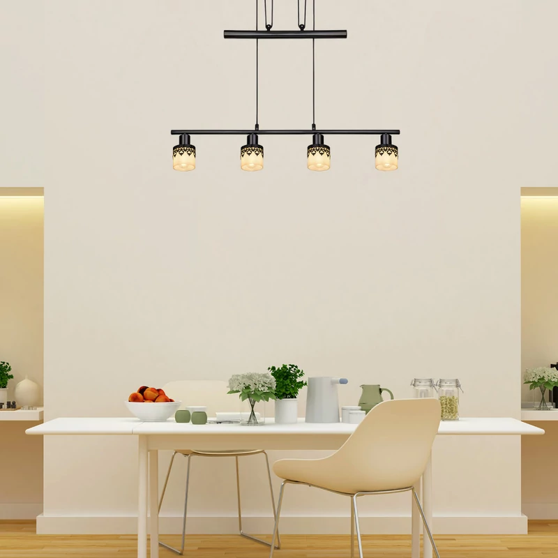 Rábalux Lacey 5345 étkező lámpa fekete fém E14 4x MAX 40 E14 IP20
