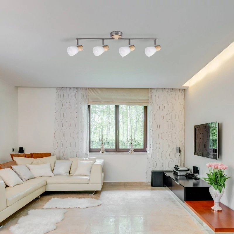 Rábalux Gavin 6489 mennyezeti lámpa szatin króm fém/ fa E14 4x MAX 40 E14 4 db IP20