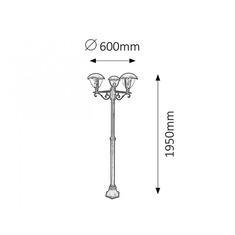 Rábalux Miami 8675 kültéri állólámpa antik arany fém E27 3x MAX 40 E27 3 db IP44