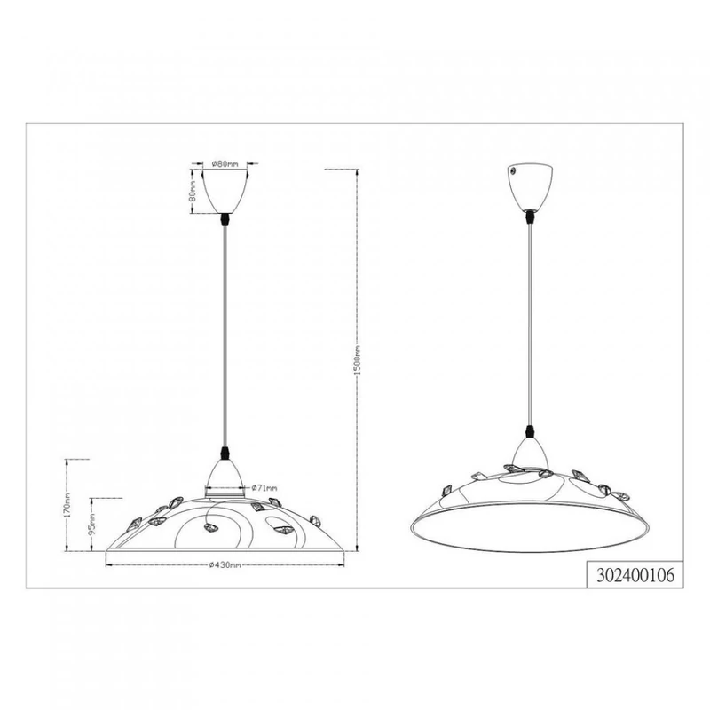 Trio CARBONADO 302400106 mennyezeti lámpa króm fém excl. 1 x E27, max. 40W E27 1 db IP20