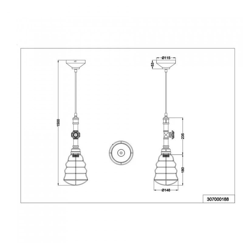 Trio GOTHAM 307000188 egyágú függeszték antik ezüst fém excl. 1 x E27, max. 60W E27 IP20