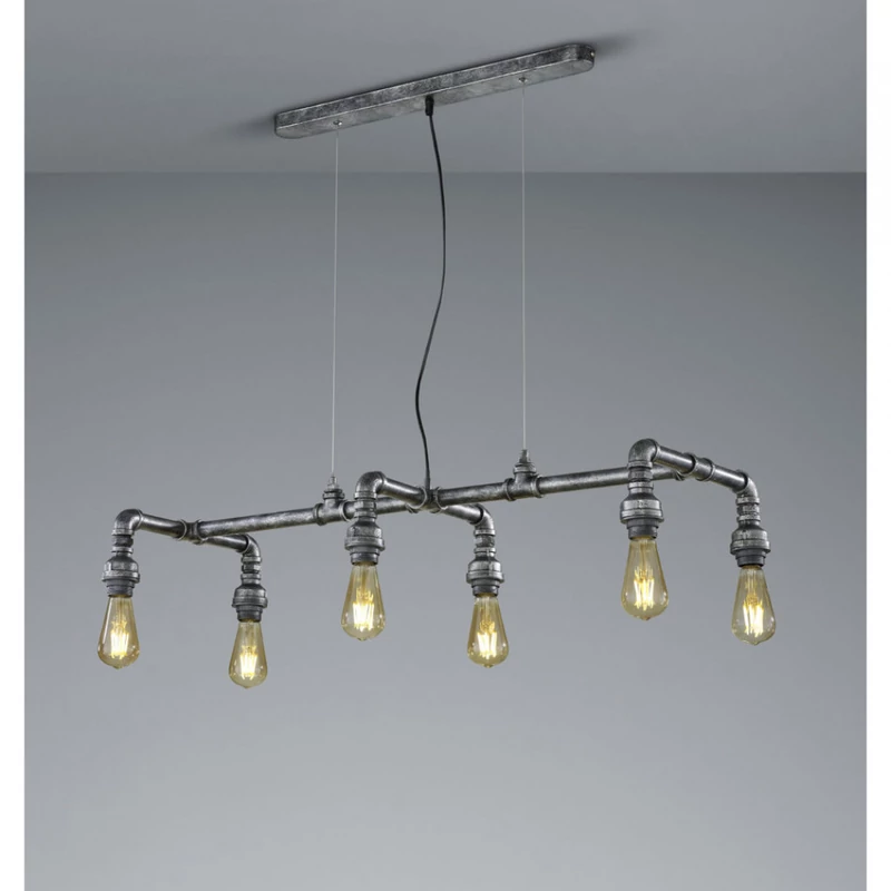 Trio GOTHAM 307000688 modern függeszték antik ezüst fém excl. 6 x E27, max. 60W E27 IP20