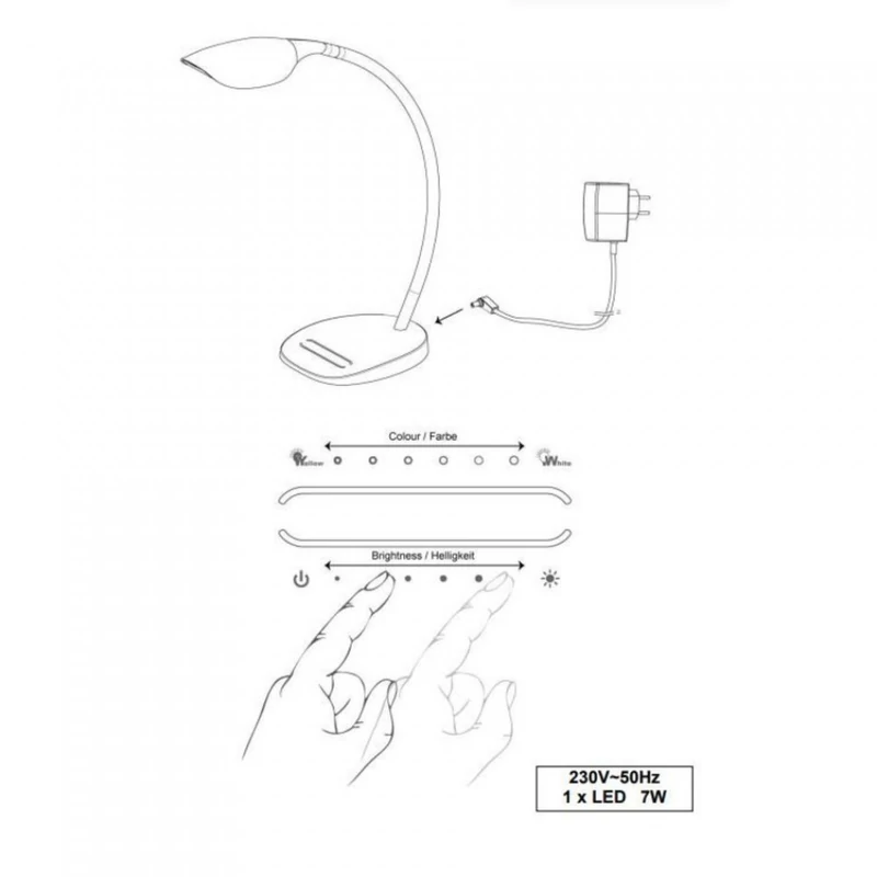 Trio SWAN 523910101 ledes asztali lámpa fehér alumínium incl. 1 x SMD, 7W, 2500 - 4000K, 470Lm 470 lm 3000 K IP20 A