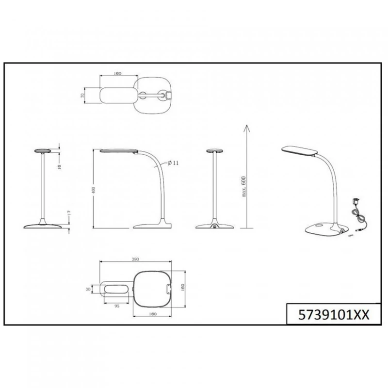 Trio POLLY 573910106 íróasztal lámpa króm műanyag incl. 1 x SMD, 4,8W, 3000K, 450Lm 450 lm 3000 K IP20 A+