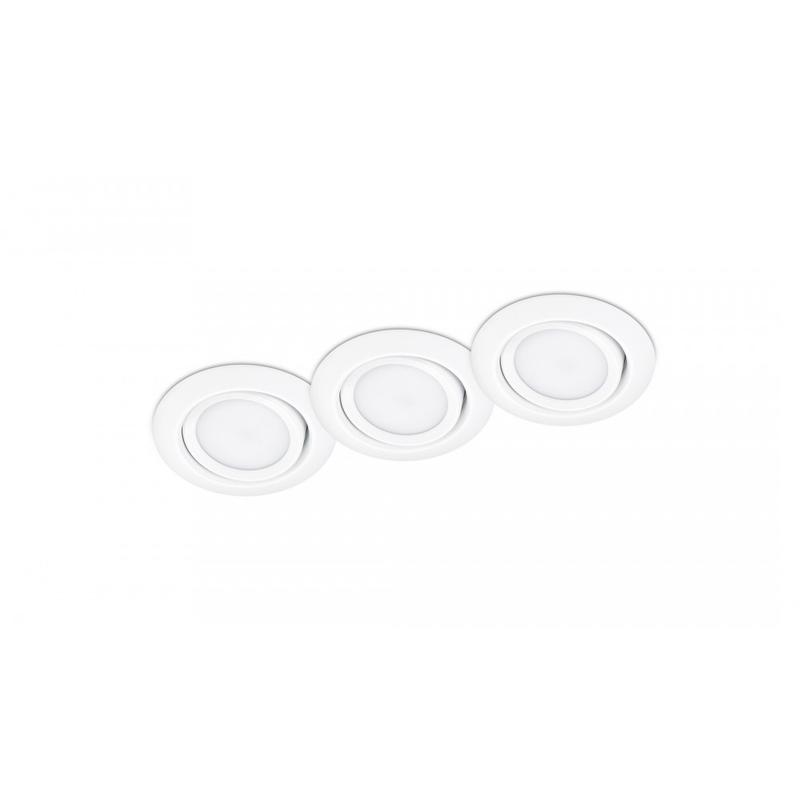 Trio RILA 650310331 álmennyezetbe építhető lámpa matt fehér fém incl. 3 x SMD, 5W, 3000K, 370Lm SMD 370 lm IP20 A+