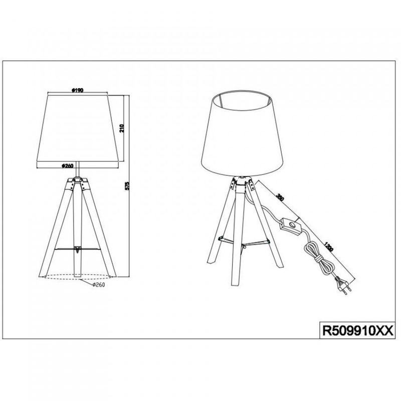 Trio TRIPOD R50991011 asztali lámpa szürke fa excl. 1 x E27, max. 40W E27 IP20