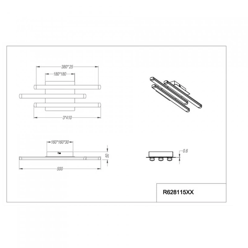 Trio STREET R62811500 mennyezeti lámpa króm fém incl. 3 x SMD, 4,5W, 3000K, 400Lm 400 lm 3000 K IP20 A++