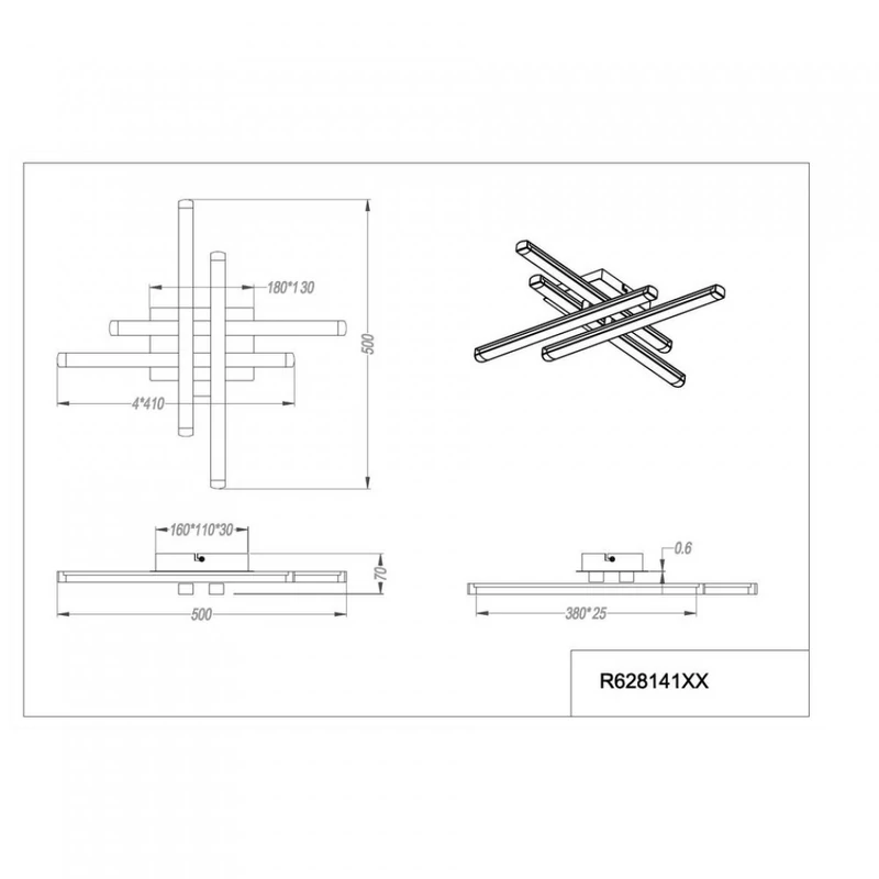 Trio STREET R62814106 mennyezeti lámpa króm fém incl. 4 x SMD, 4,5W, 3000K, 400Lm 400 lm 3000 K IP20 A++